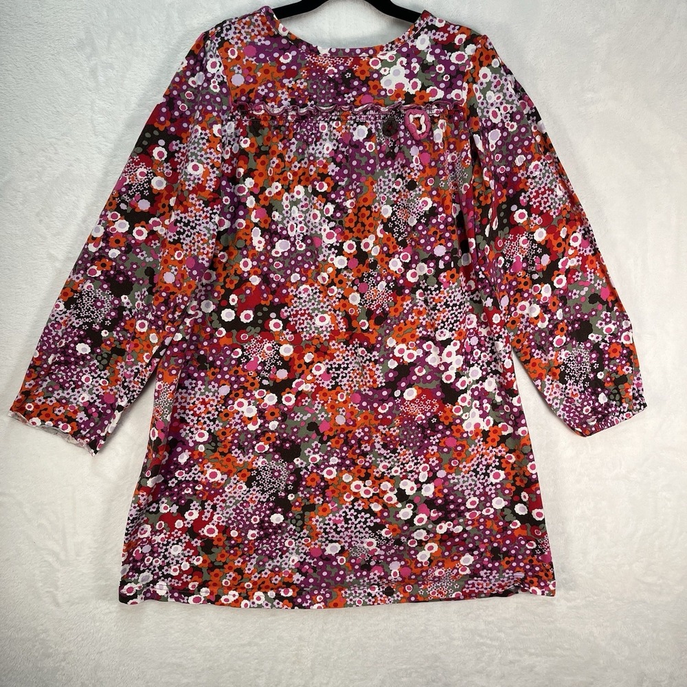 Hanna Andersson Long Sleeve Floral Dress Girls 10 Cotton Nautral Fall